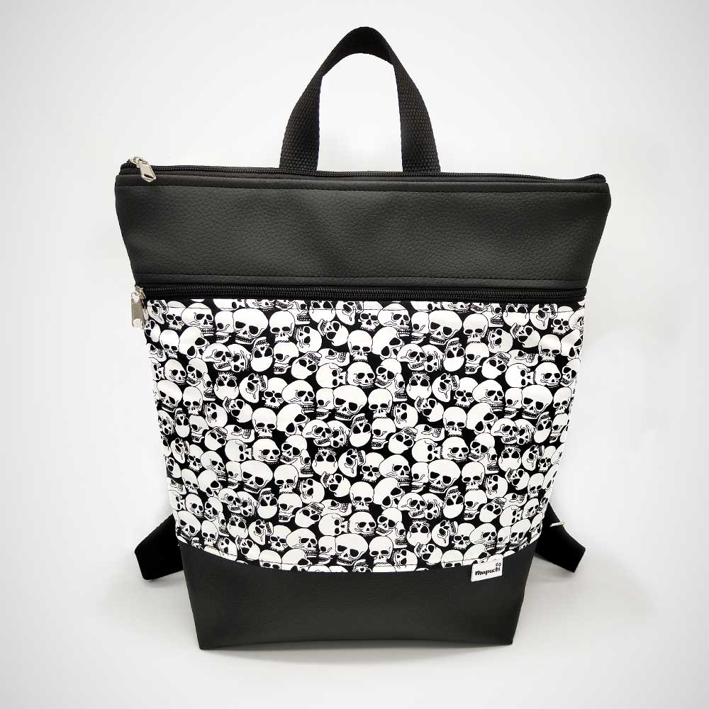 Mochila Skull Style Blanco y Negro - Imagen 3