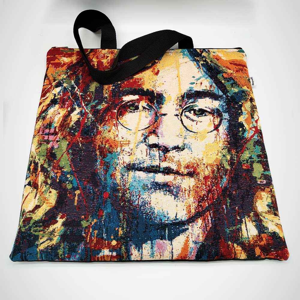 Maxi tote bag de John Lennon. Confeccionada en gobelino y algodón de alta calidad