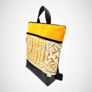 Mochila Artesanal Amarilla con Estampado Tradicional
