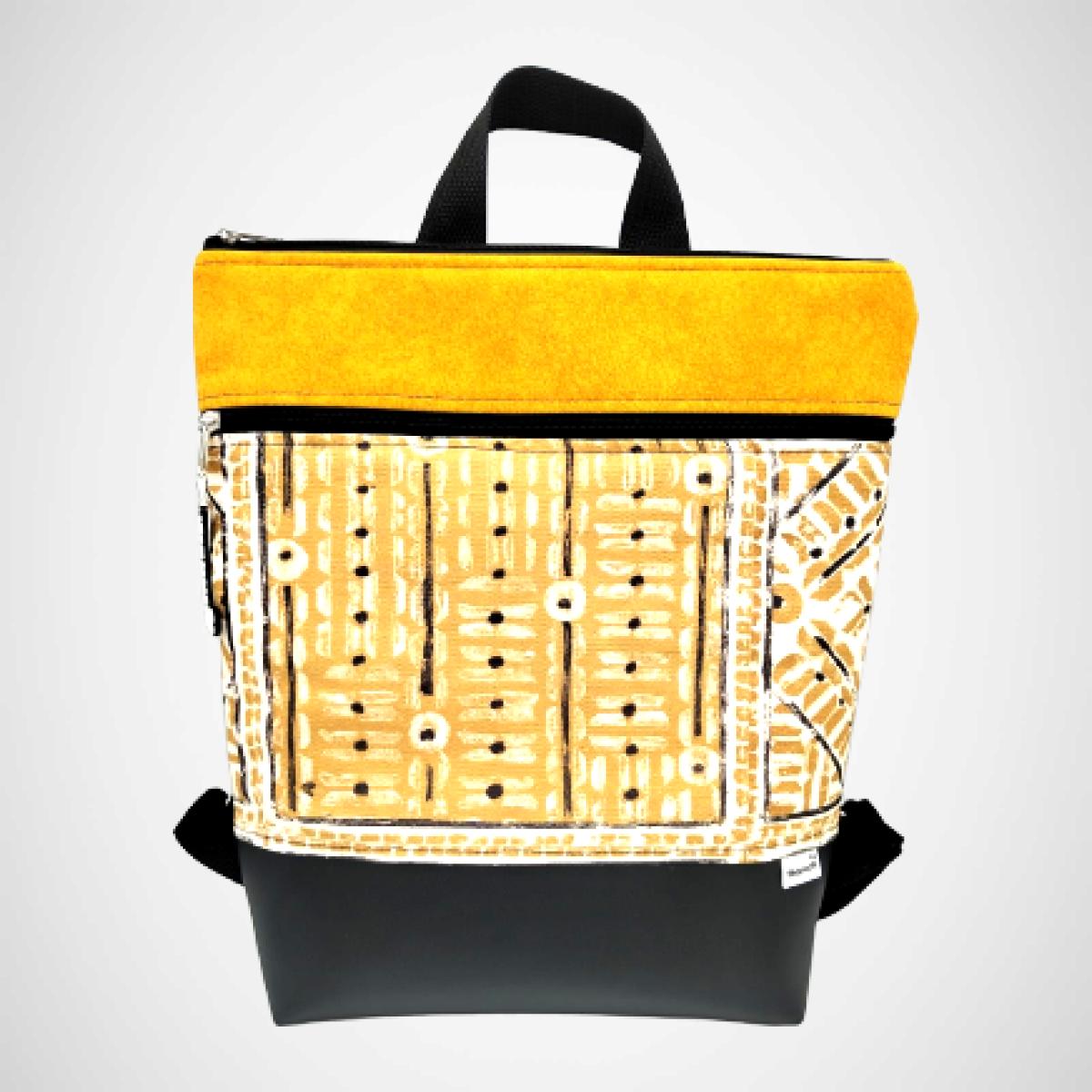 Mochila Artesanal Amarilla con Estampado Tradicional - Imagen 2