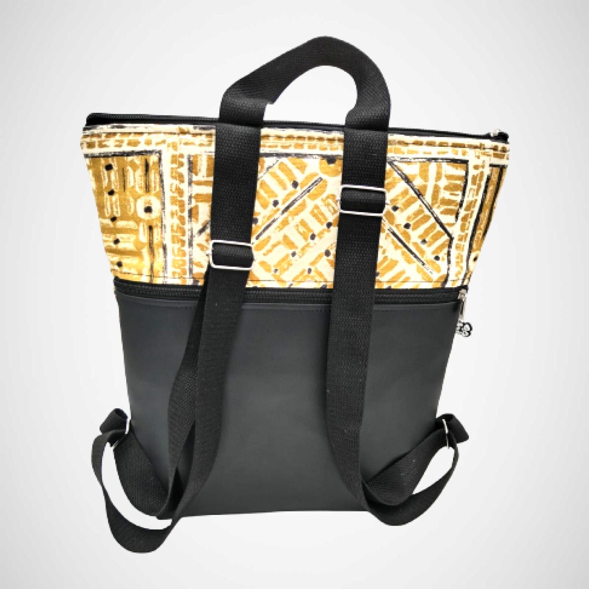 Mochila Artesanal Amarilla con Estampado Tradicional - Imagen 3